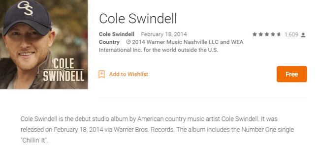 Fotografía - [Alerta Trato] País Album Por Cole Swindell uno en Google Play Music (Sólo En Murica)